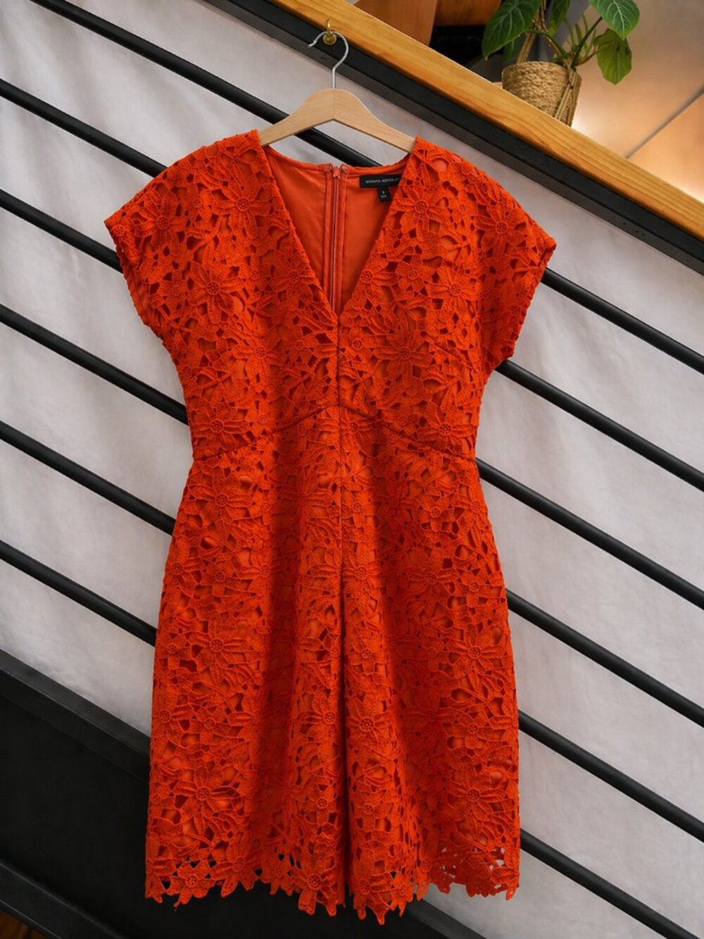Banana Republic Orange Floral Lace Dress